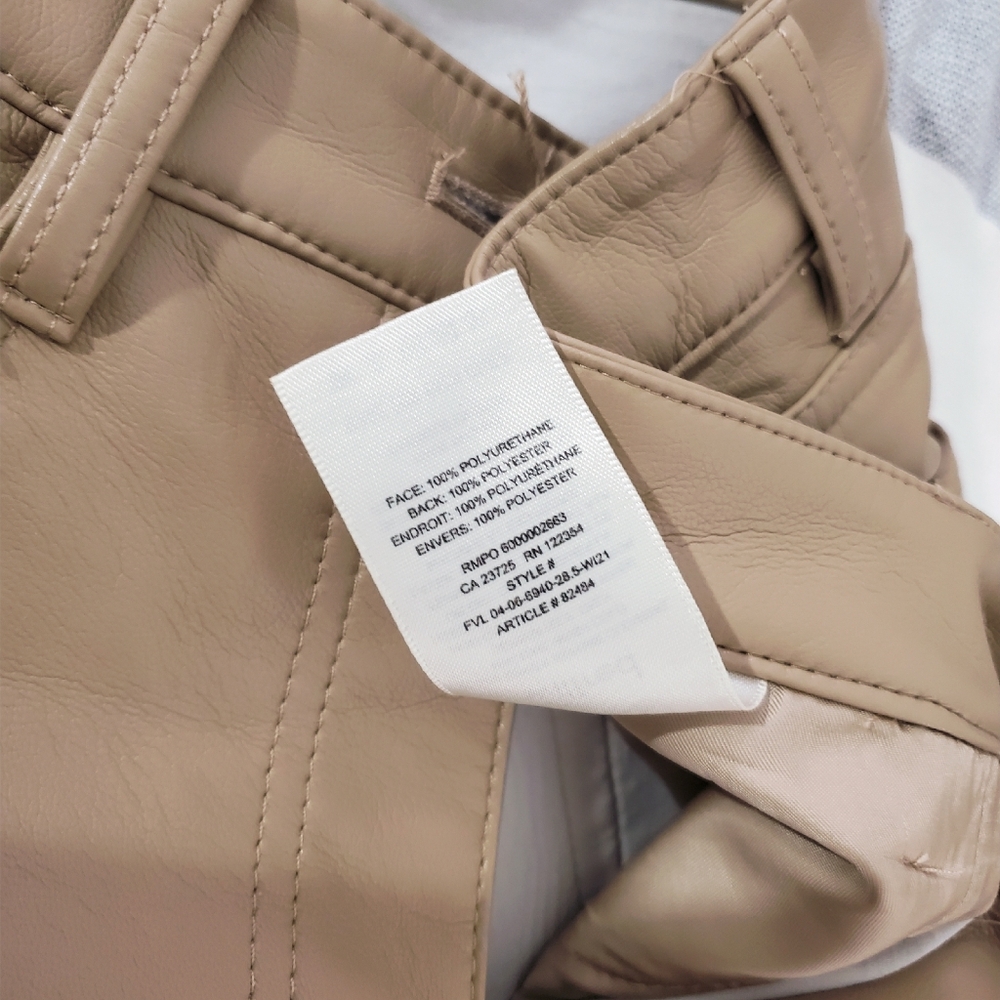 ARITZIA Wilfred New "Melina" Straight Fit Tan Vegan Leather Pants - Picture 11 of 16